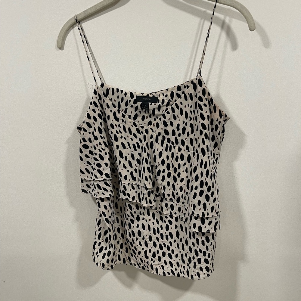 J. Crew Black and Cream Spotted Camisole